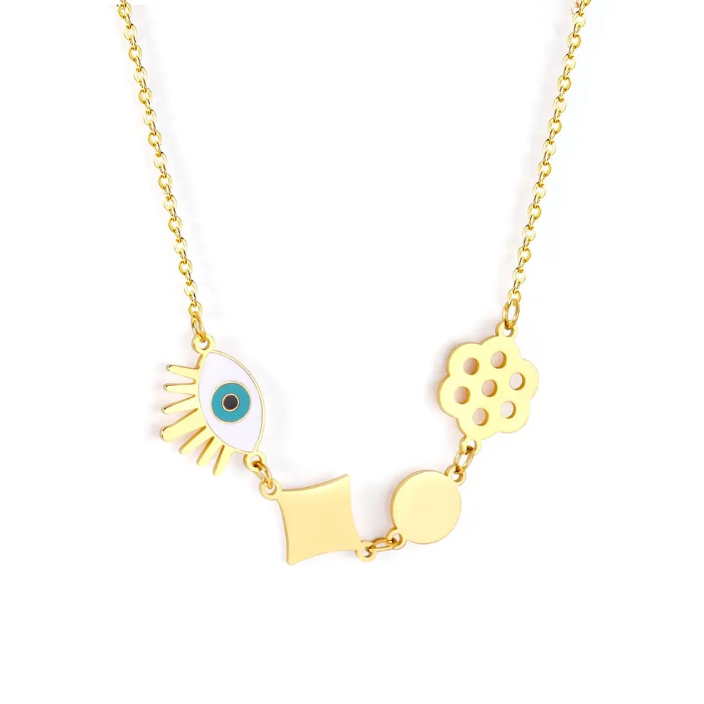 Stainless Steel Color PVD Antique Copper Plated Different Shapes Necklace