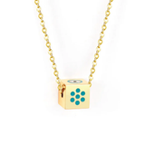 Tresoli Stainless Steel Gold Color PVD Blue Square Pendant Necklace