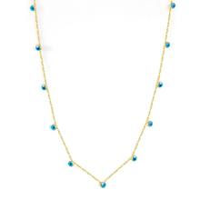 Load image into Gallery viewer, Tresoli Stainless Steel Gold Color PVD Champagne Gold Blue Turkish Evil Eye Necklace