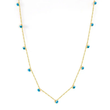 Tresoli Stainless Steel Gold Color PVD Champagne Gold Blue Turkish Evil Eye Necklace
