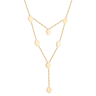 Tresoli Stainless Steel Gold Color PVD Hamsa Hand Necklace