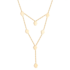 Tresoli Stainless Steel Gold Color PVD Hamsa Hand Necklace