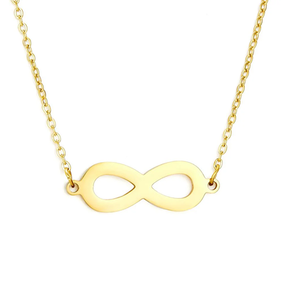 Stelluxe Stainless Steel Gold Color PVD Infinite Loop Symbol Shape Charm Simple Link Chain Pendant Necklace