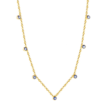 Load image into Gallery viewer, Stelluxe Stainless Steel Gold Color PVD 7 Blue Eyed Beads Necklace