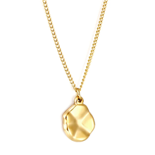 Load image into Gallery viewer, Tresoli Stainless Steel Gold Color PVD Bump Uneven Oval Pendant Necklace