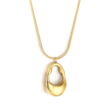 Load image into Gallery viewer, Stelluxe Stainless Steel Gold Color PVD Oval Cutout Pendant Necklace