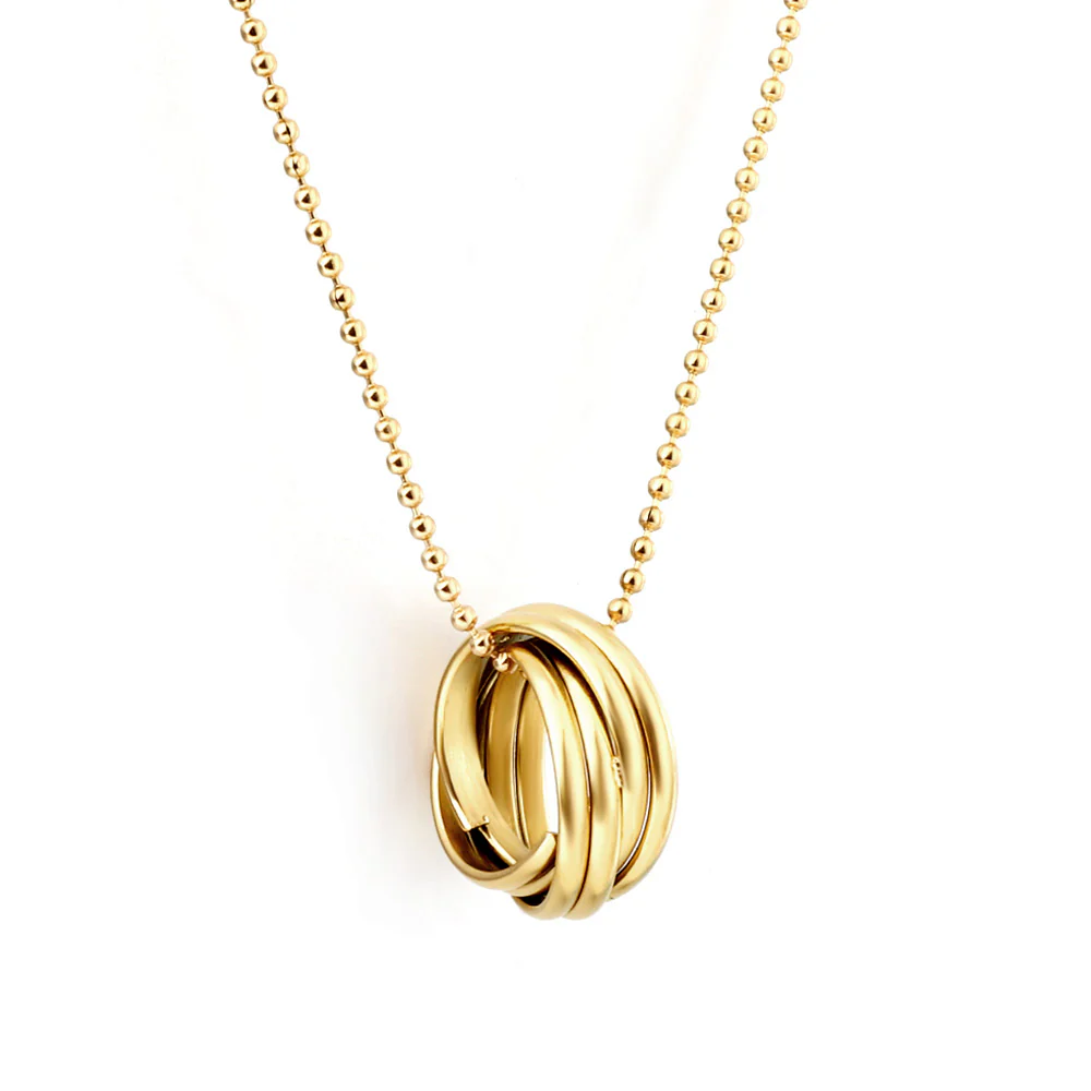 Stainless Steel Gold Color PVD Mixed Multiple Circles Necklace