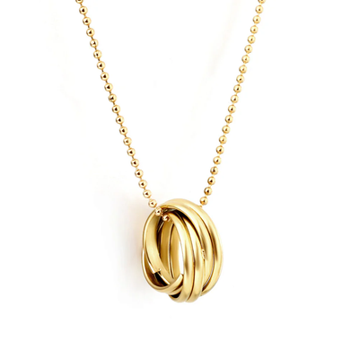 Stelluxe Stainless Steel Gold Color PVD Mixed Multiple Circles Necklace