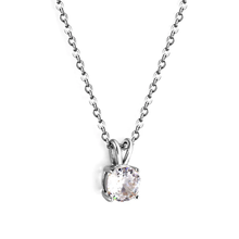Load image into Gallery viewer, Tresoli Stainless Steel Color PVD White Diamond Round Pendant Necklace