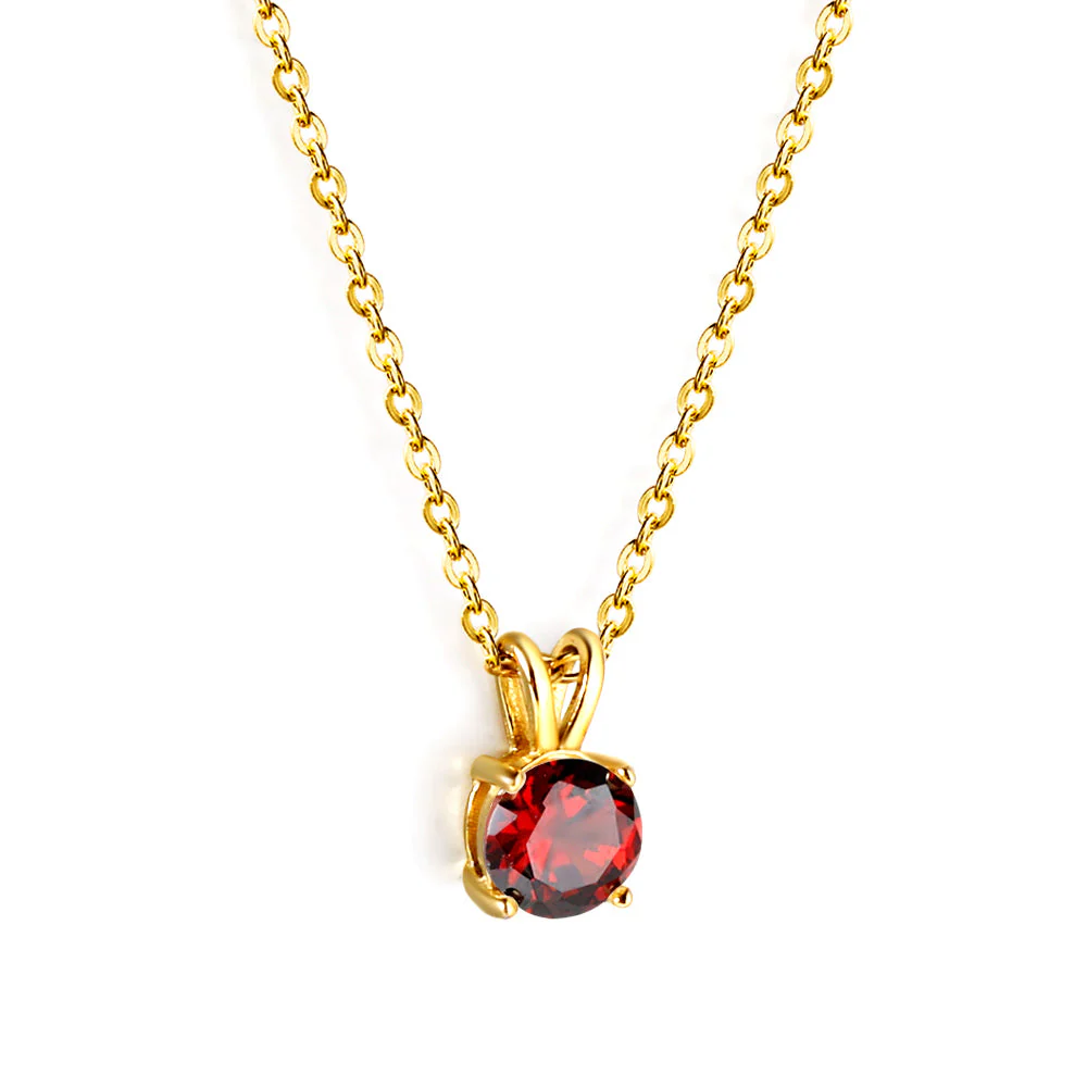 Tresoli Stainless Steel Gold Color PVD Green Diamond Round Pendant Necklace