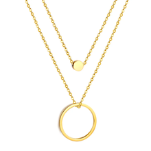 Load image into Gallery viewer, Tresoli Stainless Steel Gold Color PVD Double Circle Pendant Necklace