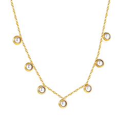 Tresoli Stainless Steel Gold Color PVD 7 Half White Pearls Pendant Necklace