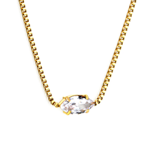 Load image into Gallery viewer, Stelluxe Stainless Steel Gold Color PVD White Diamond Pendant Necklace