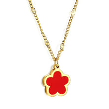 Load image into Gallery viewer, Stainless Steel Gold Color PVD Peach Blossom Shape With Red Shell Pendant Necklace