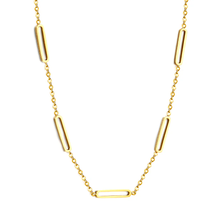 Load image into Gallery viewer, Stelluxe Stainless Steel Gold Color PVD 5 Oblong Pendant Necklace