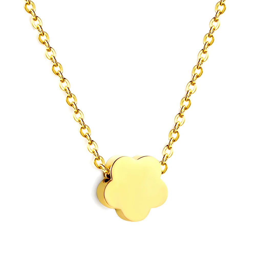 Stainless Steel Gold Color PVD Peach Blossom Pendant Necklace