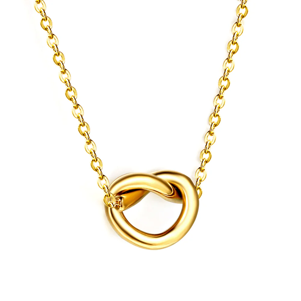 Stainless Steel Gold Color PVD Rope Clasp Pendant Necklace