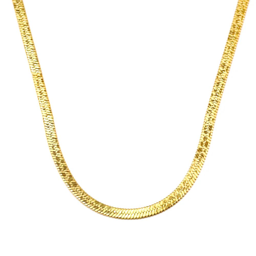 Stainless Steel Gold Color PVD Blade Crushed Floral Necklace