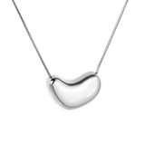 Stelluxe Stainless Steel Color PVD Heart Shaped Pendant Round Snake Chain With Round Tag Necklace