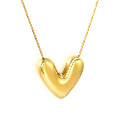 Tresoli Stainless Steel Gold Color PVD Heart Pendant Necklace