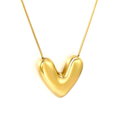 Tresoli Stainless Steel Gold Color PVD Heart Pendant Necklace