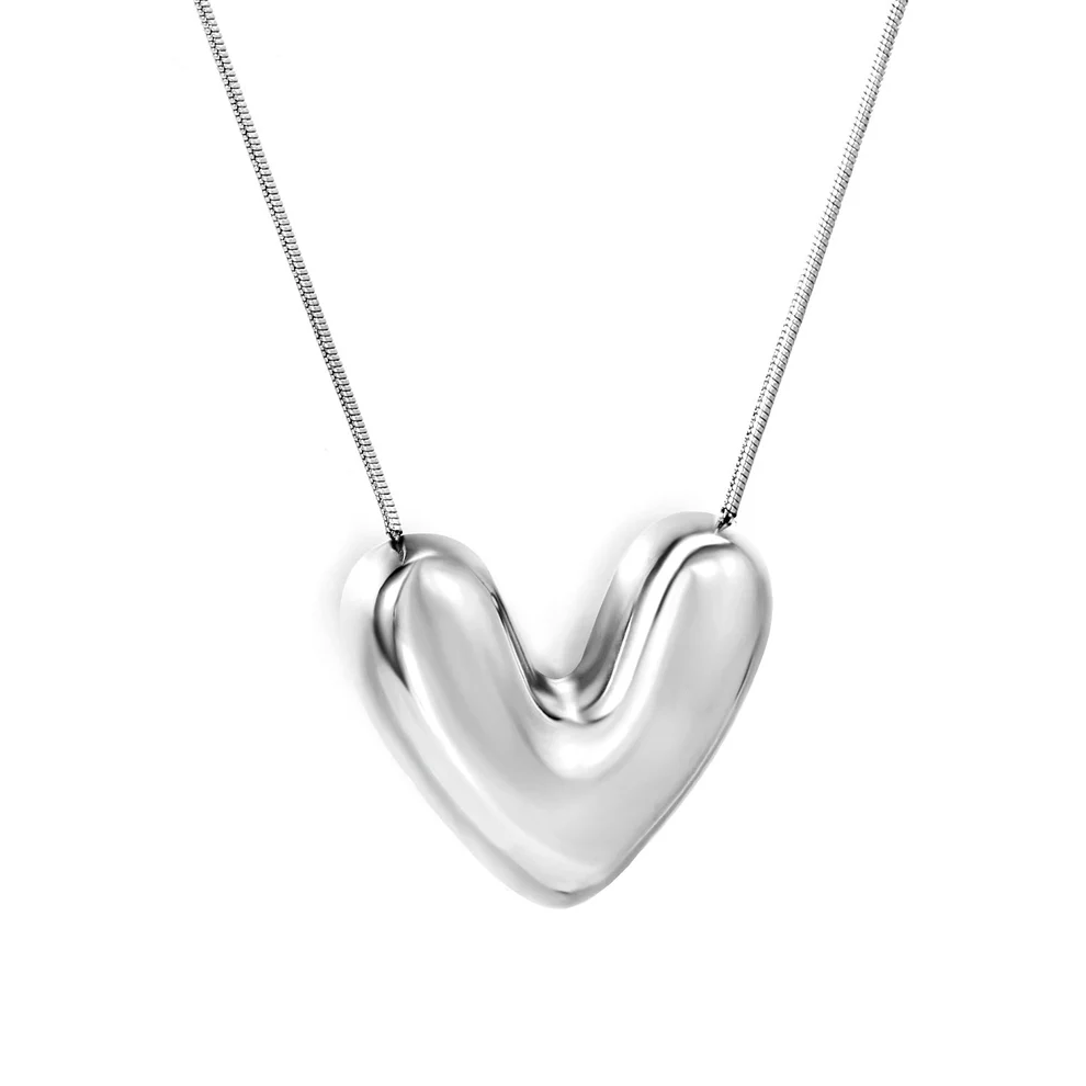 Stainless Steel Color PVD Heart Pendant Necklace
