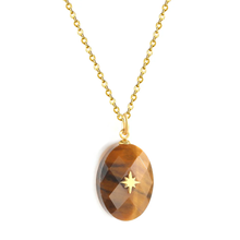 Load image into Gallery viewer, Tresoli Stainless Steel Gold Color PVD Earthy Yellow Oval Stone With Gold Octopus Pendant Necklace
