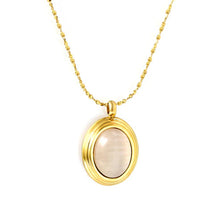 Load image into Gallery viewer, Stainless Steel Gold Color PVD Oval With White Pendant Round Necklace