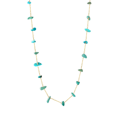 Tresoli Stainless Steel Gold Color PVD White Turquoise And Turquoise Cross Elongated Chain Necklace