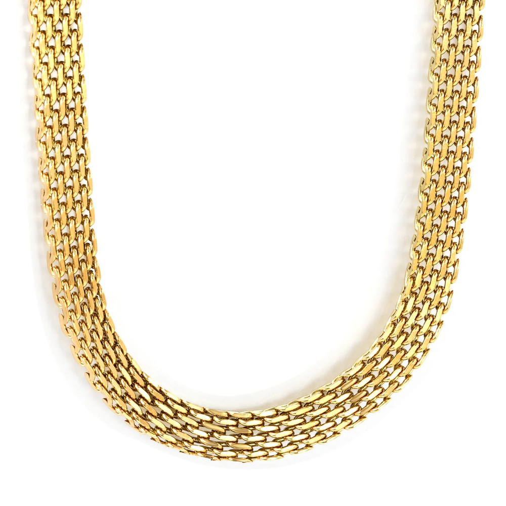 Stainless Steel Gold Color PVD Braided Mesh Matching Chain Necklace