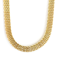 Tresoli Stainless Steel Gold Color PVD Braided Mesh Matching Chain Necklace