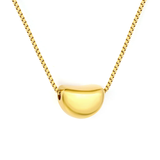 Stelluxe Stainless Steel Gold Color PVD Sugar Bean Pendant Square Link Chain With Round Tag Necklace