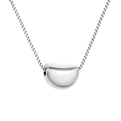 Stelluxe Stainless Steel Color PVD Sugar Bean Pendant Square Link Chain With Round Tag Necklace