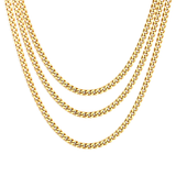Stelluxe Stainless Steel Gold Color PVD Four Sided Polished Sweater Chain Necklace With Round Tag
