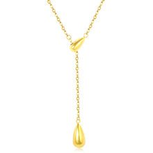 Load image into Gallery viewer, Stelluxe Stainless Steel Gold Color PVD Double Teardrop Necklace
