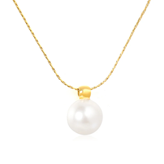 Tresoli Stainless Steel Gold Color PVD Open Hole Steel Bead With Pearl Pendant Cross Hammer Round End Cap Necklace