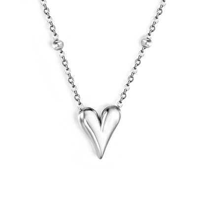 Stelluxe Stainless Steel Color PVD Heart Pendant Square Tag Necklace