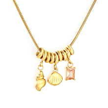 Load image into Gallery viewer, Tresoli Stainless Steel Gold Color PVD Conch Shell Champagne Pendant Necklace