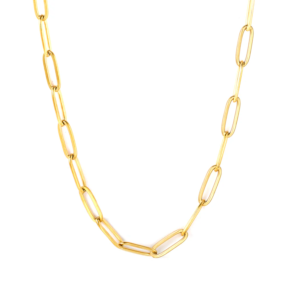 Stelluxe Stainless Steel Gold Color PVD Loop Chain Necklace