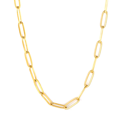 Stelluxe Stainless Steel Gold Color PVD Loop Chain Necklace