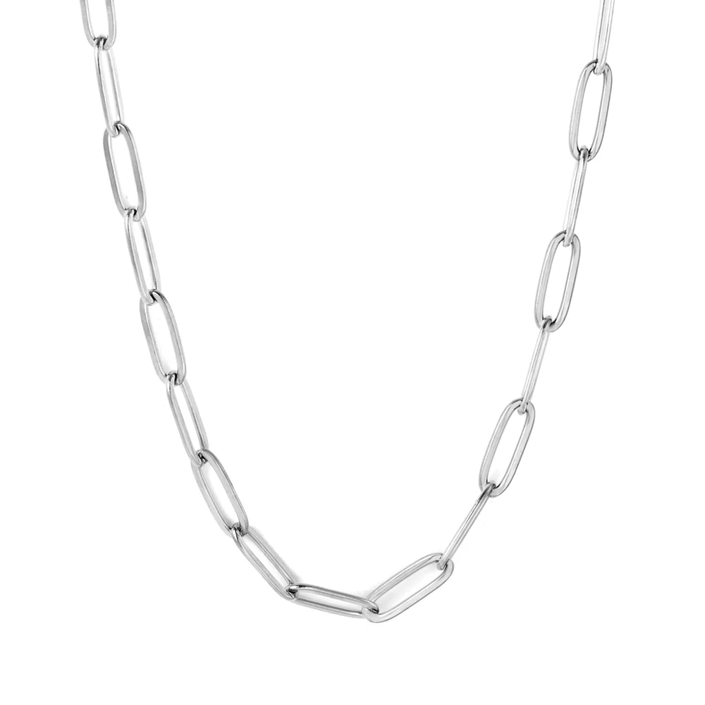 Stainless Steel Color PVD Long Flat Cross Round Tail Necklace