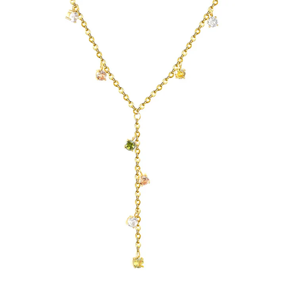 Tresoli Stainless Steel Gold Color PVD Round Diamonds Cross Chain Necklace