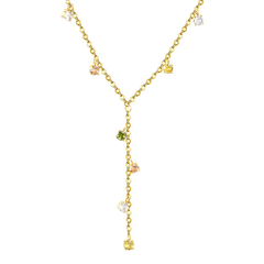 Tresoli Stainless Steel Gold Color PVD Round Diamonds Cross Chain Necklace