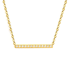 Tresoli Stainless Steel Gold Color PVD Single Cut Diamond Pendant Cross Chain Necklace