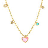 Tresoli Stainless Steel Gold Color PVD Different Shapes Zircon Beads Chain Necklace