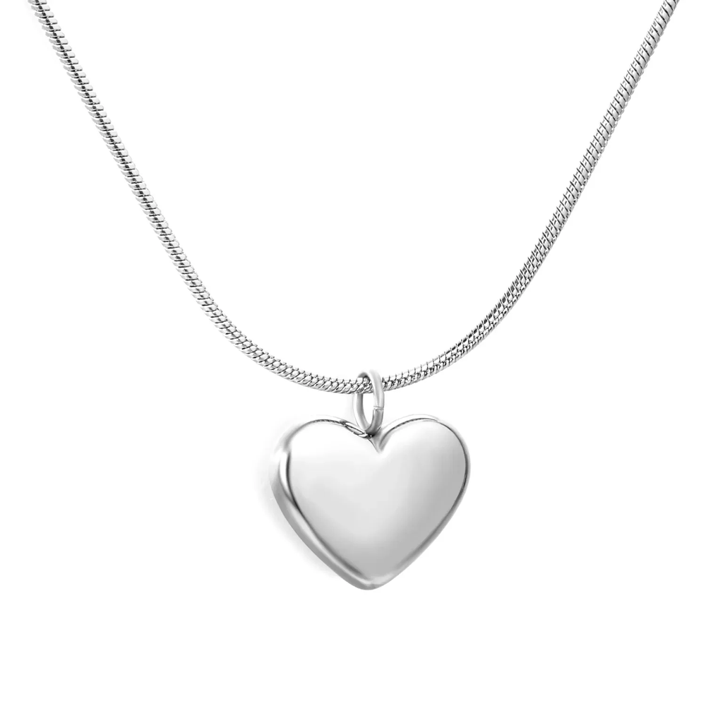 Stainless Steel Color PVD Snake Chain Heart Pendant Necklace