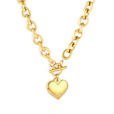 Stelluxe Stainless Steel Gold Color PVD OT Oversized Chain Heart Pendant Necklace