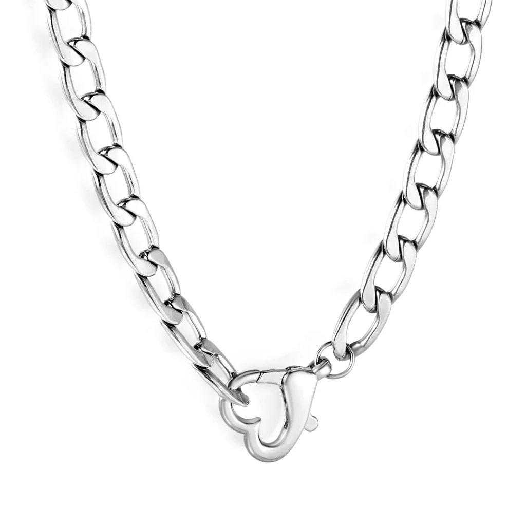 Stelluxe Stainless Steel Color PVD Heart Cuban Chain Necklace