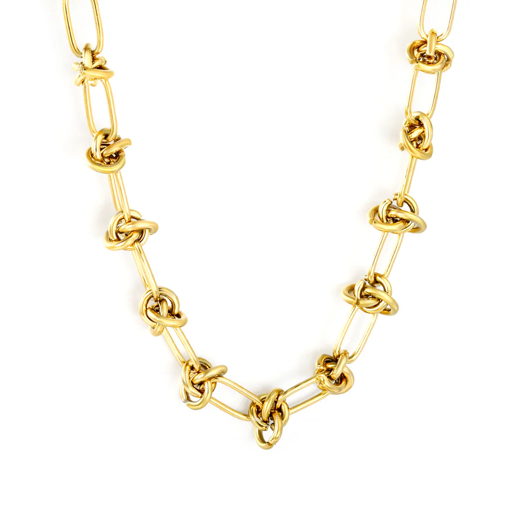 Stainless Steel Gold Color PVD Floral Declaration Chain Necklace