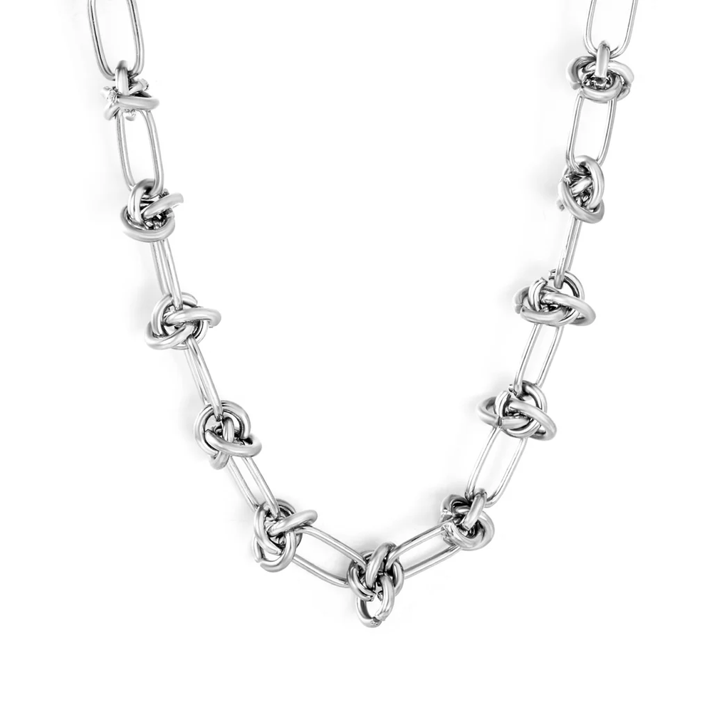 Stainless Steel Color PVD Floral Declaration Chain Necklace